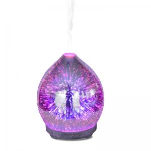 Manual humidity control and portable installation ultrasonic 3D glass firework aroma oil diffuser