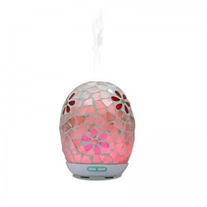 Ultrasonic electric 2017 trending mosaic glass flower aroma oil diffuser